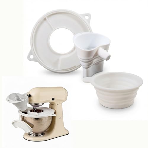 3PC Silicone Flour Funnel for Kitchen Aid Mixer Kitchen Aid Bowl Covers Mixer Bowl Cover,Kitchen Aid Bowl Cover Prevents Food from Spilling Over,Funnel for Kitchen Aid Mixer Foldable Wide Mouth Design - color: 3Pack