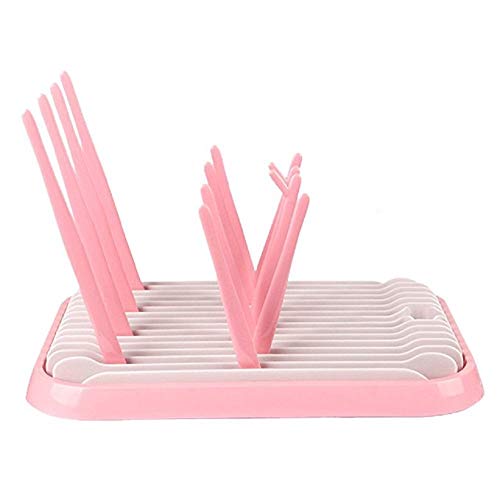 Baby Bottle Drying Rack Dryer Space Saving Travel Holder for Pump Cup Accessories(Pink) - color: Pink