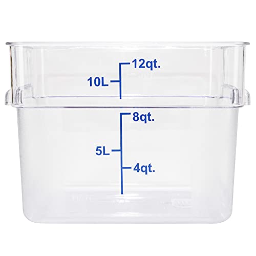 Restaurantware Met Lux 12 Quart Brine Buckets 10 Square Marinating Containers - With Volume Markers Built-In Handles Clear And Blue Plastic Dough Rising Buckets Freezer-Safe Lids Sold Separately - size: 12 Quarts, style: 10 Count