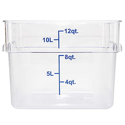 Restaurantware Met Lux 12 Quart Brine Buckets 10 Square Marinating Containers - With Volume Markers Built-In Handles Clear And Blue Plastic Dough Rising Buckets Freezer-Safe Lids Sold Separately - size: 12 Quarts, style: 10 Count