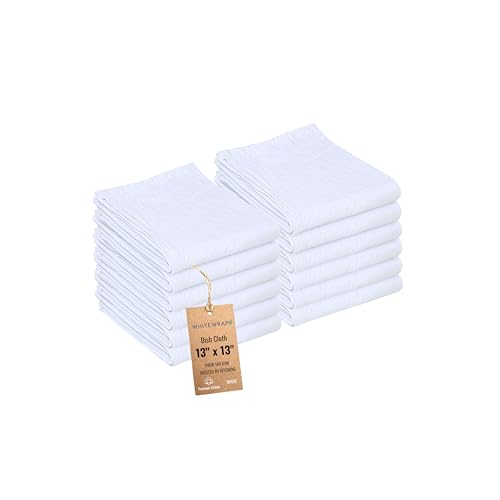 Dish Cloths Cotton| Kitchen Wash Cloth| Shop Towels Absorbent and Lint Free Flour Sack| Dishcloths for Kitchen Washing Dishes|Thick Absorbent Quick Dry Dish Rags | 12 Pack 13"x13" White - color: White, size: 13"x13"- Pack of 12