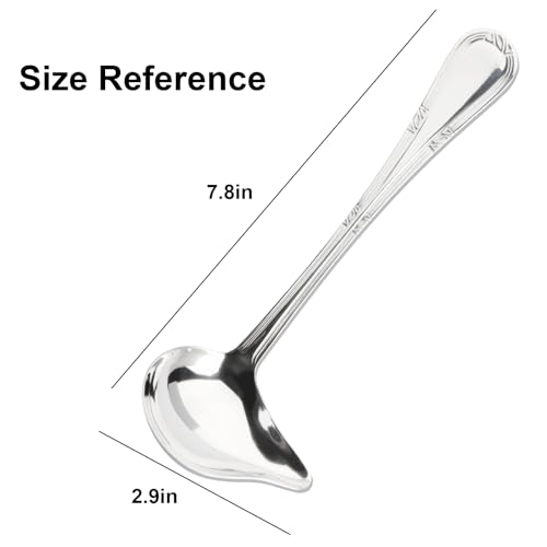 2 Pcs Gravy Spoon Ladle Small Ladle with Pouring Spout 18/10 Stainless Steel Sauce Drizzle Spoon for Spooning Gravies and Sauces, 7.8 Inches