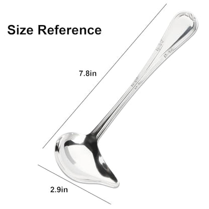 2 Pcs Gravy Spoon Ladle Small Ladle with Pouring Spout 18/10 Stainless Steel Sauce Drizzle Spoon for Spooning Gravies and Sauces, 7.8 Inches