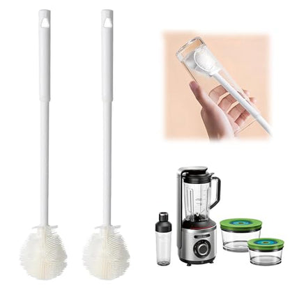 Silicone Bottle Brush, 2026 New 360° Flexible Soft Bristle Water Brush with Long Handle, Cup Lid Cleaning Brush for Narrow Neck Containers, Sports Bottle, Tumblers, Flask, Glassware (2 Pcs) - color: 2 Pcs