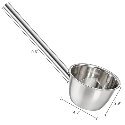 ZEAYEA 2 Pack Stainless Steel Water Ladle, 13.5" Metal Long Handle Water Dipper for Bath Rinse, Hair Washing Spoon Garden Watering Scoop for Bathroom Kitchen