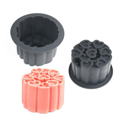 Silicone Mold, 3D Love Heart Pattern Cylinder Baking Mould for Mousse Cake, Fondant, Soap, Ice Cream, Chocolate, Candy, Non-Stick Easy Release BPA Free Food Grade Silicone Molds (B_ Love Heart) - size: B_ Love Heart