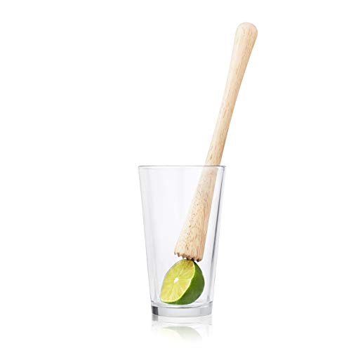 True Smash Wooden Muddler for Cocktails with Ergonomic Contoured Handle, Durable Cocktail Muddlers, Herbs and Fruit Crushers, Home Bar Accessories, 9.75", Set of 1 - color: Wood