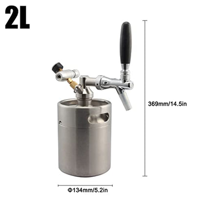 Mini Stainless Steel Beer Keg,Portable Home Dispenser System to Keep Fresh for Home Kitchen Brewing Beer,Keeps Carbonation for Craft Beer Draft and Homebrew,2 liters