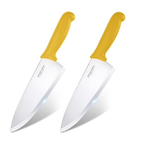 8 inch Japanese High Carbon Stainless Steel Chef Knife Set, Professional Extra Sharp Wide Cook Knife with Non-slip Ergonomic Handle, for Kitchen Home Restaurant - color: Yellow