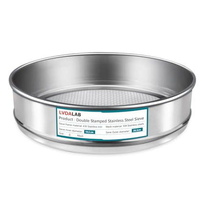 304 Stainless Steel Mesh Lab Sieve, 6 Mesh(3.5mm) Aperture Test Sieve, 7.9Inch(20cm) Diameter Economy Standard Analysis Sample Test Sieves for Industrial Laboratory Homes - size: 6Mesh(3.5mm)/Ф7.9in