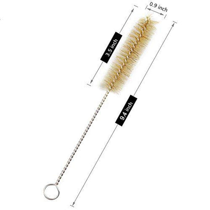 Test Tube Cleaning Brush 25mm Dia. Tan Bristles Radial Tip 11inch Length Tube Wash Cleaning Brush for Lab Set Chemistry, 15 Pack (9.4inch)