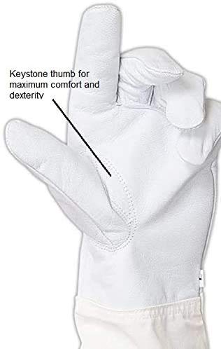 Goatskin Leather Beekeeper's Glove with Long Canvas Sleeve & Elastic Cuff(2XL) - size: 2X-Large (Pack of 1)