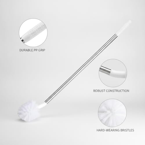 Long Handle Water Jug Brush for 5 Gallon Bottles and Narrow Neck Containers, White PP Scrubber