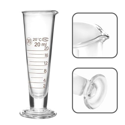 Professional Lab Graduated Measuring Cup with Spout 25ml Wide Mouth Glass Conical Beaker Thickened Borosilicate Beaker Heat Resistant (25ml) Transparent - size: 25ml