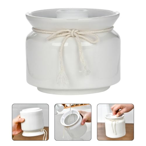 Beavorty Ceramic Sealed Storage Jar 300ml Airtight Pickle and Sauerkraut Container Food Grade Kitchen Storage Crock for Fermentation and Pantry Organization