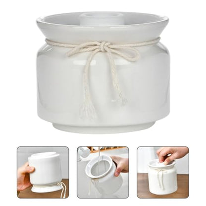 Beavorty Ceramic Sealed Storage Jar 300ml Airtight Pickle and Sauerkraut Container Food Grade Kitchen Storage Crock for Fermentation and Pantry Organization