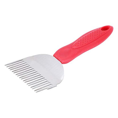 ZJchao Stainless Steel Bee Uncapping Fork with Plastic Handle Honey Scraper for Beekeeping Red