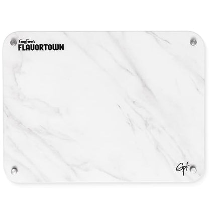 Guy Fieri’s Flavortown Stone Dish Drying Mat 16"x12" with Anti-Slip Stainless Steel Feet, Kitchen Counter Mat, Durable Stone Drying Rack for Dishes and Glassware, White Marble - color: White Marble