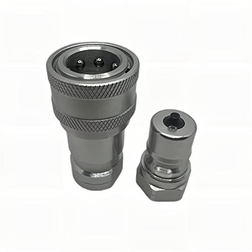 3/4" NPT ISO7241-B Hydraulic Quick Connect & Disconnect Coupler, Quick Release Coupling Set w/Dust Caps H6-63/62 - size: 1Set-IOS 7241-B 3/4 NPT