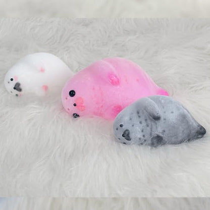 Taba Squishy Kit Big Seal Silicone Mold 6''+Liquid Gel+Flocking Cute Animal Making Set - color: 6" Seal