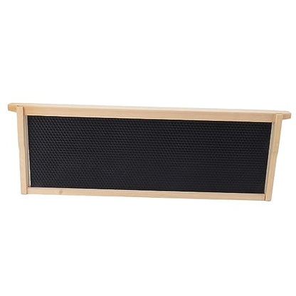 10 Set Beehive Frames with Beeswax Coated Foundation Sheets, Pine Wood Shallow Frames for Beekeeping Supplies