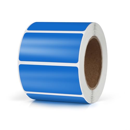 Blue Rectangle Stickers 2 x 1 Inch Color Coding Labels Vinyl Roll Self-Adhesive Waterproof Removable 500 PCS - color: Blue