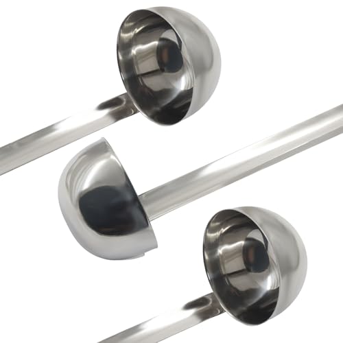 3 Oz Stainless Steel Ladle, 3 Pcs, 9" Long Handle Length | 2.72" Bowl Diameter, Sturdy Soup Ladle, For Stirring, Portioning and Serving, Soup and Stew, Restaurants and Home - size: 3 oz