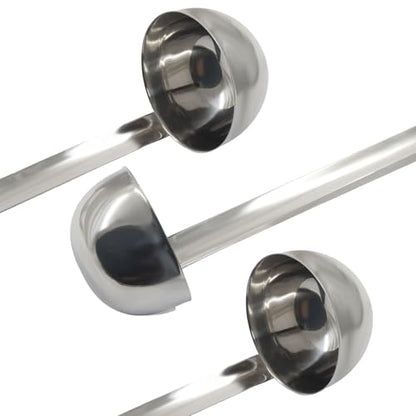 3 Oz Stainless Steel Ladle, 3 Pcs, 9" Long Handle Length | 2.72" Bowl Diameter, Sturdy Soup Ladle, For Stirring, Portioning and Serving, Soup and Stew, Restaurants and Home - size: 3 oz