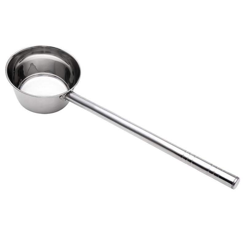 Cabilock Stainless Steel Long Handle Ladle Heat Resistant Soup Scoop Spoon for Kitchen Water Ladle for Cooking and Serving for Dining and Food Preparation - size: 48X18CM