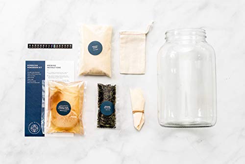 Starter Kit – Includes Organic SCOBY, Starter Liquid, 1 Gallon Glass Jar, Temp Gauge, Tea, and Sugar - style: Complete