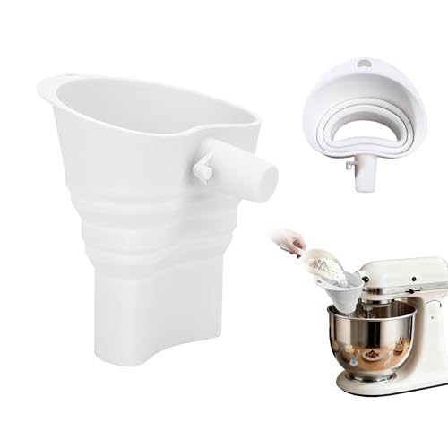 1PC Silicone Flour Funnel for Kitchen Aid Mixer,Foldable Wide-Mouth Design,Anti-Clog and Splash-Proof,Easy to Pour,Suitable for KitchenAid Artisan KSM150 5-Quart Tilt-Head Mixer,Dishwasher-Safe - color: 1Pack