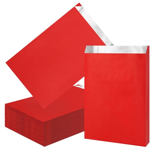 EUSOAR Large Hamburger Foil Bags, 100pcs 6.3"x10.3"x1.6" Red Foil Sandwich Bags, Disposable Aluminum Foil Food Storage Bags for Hot Food, Bakery Cookies, Treats, Snack, BBQ Take-out - color: Red, size: 6.3x10.3x1.6 Inch