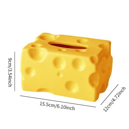 Tissue Dispenser Box Tissue Box Cover Cheese Shaped Tissue Paper Storage Holder Art Ceramic Tissue Box for Restaurant Kitchen, Yellow - color: Yellow
