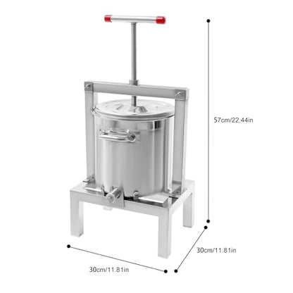 DYRABREST Fruit Wine Presser 2.6Gal/10L Manual Wine Presser Large Fruit Honey Presser Stainless Steel Honey Extractor Beeswax Presser Apple Crusher Cider Press for Juice and Wine Beeswax Making