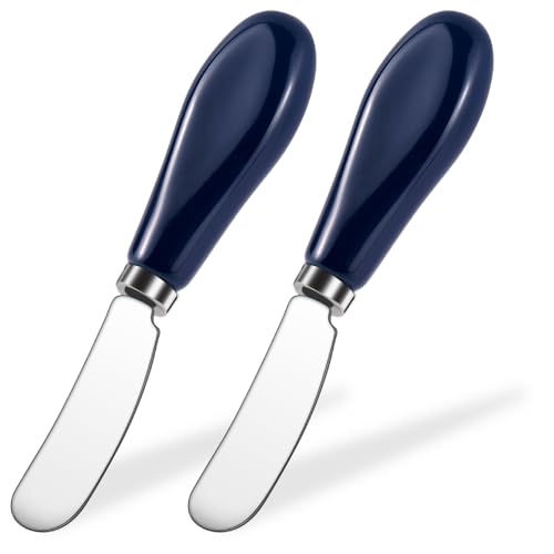 Stainless Steel Butter Spreader Knife 2 Pack with Handle for Kitchen Blue | Dishwasher Safe, for Soft & Hard Cheese, Jam, Cold Butter - color: Blue 2 Pack