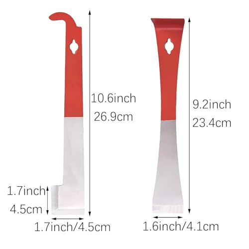 RLECS 2PCS Stainless Steel L Shaped Scraper Tool J Hook Beehive Utensil Suitable for Beeswax Scraping/Wall Cleaning/Gardening Soil Loosening