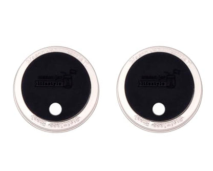 2 Pack, Black, Regular Mouth Silicone Straw Hole Tumbler and Fermentation Lids with Stainless Steel Bands by Mason Jar Lifestyle - color: Black, size: Regular Mouth