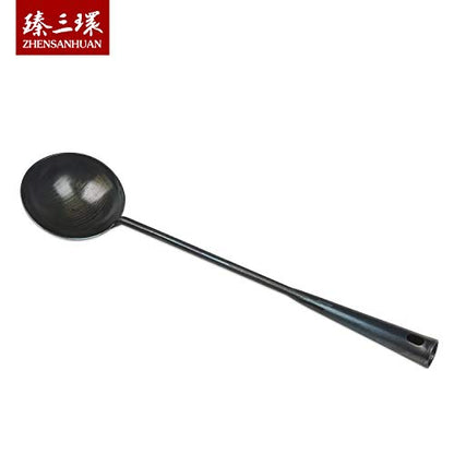 ZhenSanHuan HandMade Carbon Steel Wok Ladle Tool Utensils (Ladle 40CM) - size: 40CM/15.7'', style: Ladle