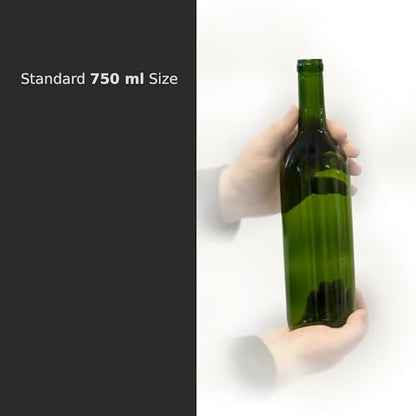 North Mountain Supply 750ml Glass Bordeaux Wine Bottle Flat-Bottomed Cork Finish - 48 Bottles (4 Cases of 12) - Champagne Green