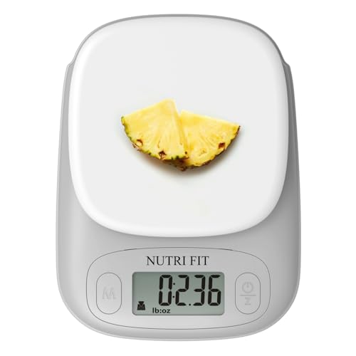 Food Scale Digital Kitchen Scale Weight Grams and Ounces of NUTRI FIT, Portable & Accurate Scale for Cooking Baking Jewelry Coffee Postage, Stylish Compact Design, Max 11lb 0.5g Increment, Smart Tare - color: Gray White
