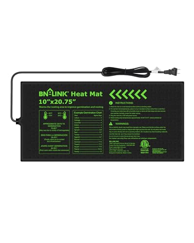 BN-LINK Durable Seedling Heat Mat for Seed Starting 10" x 20.75", Waterproof Warming Mat Plant Heating Pad for Seed Germination, Indoor Growing, Hydroponic, Greenhouse, ETL Listed - size: 10x20.75 1 Pack