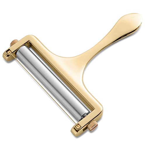 Bellemain Stainless Steel Wire Cheese Slicer - Adjustable Cheese Cutter for Cheddar, Gruyere, Raclette, Mozzarella Cheese Block, Gold - color: Gold