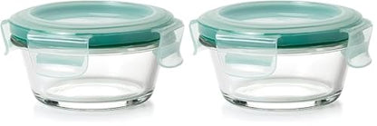 OXO Good Grips 1 Cup Smart Seal Glass Round Food Storage Container (Pack of 2) - size: 1 Cup (Pack of 2)