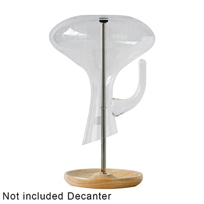 Wine Decanter Drying Stand with Silicone Head to Avoid Scratches 2-in1 Drying Decanter Stand Decanters Rack Holder with Drip Catching Base, Decanters and Wine Glass NOT Included(Size:Wooden)