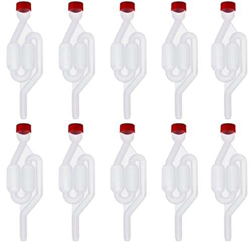 Gcroet Wine Fermentation Airlock Kit Stopper Exhaust Valve High Transparent S Shape for Brew Beer Wine Making 10PCS Red...