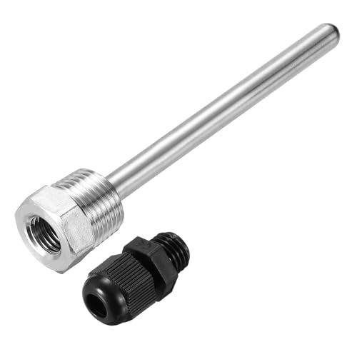 uxcell 8mm Dia G1/2 Thermowell Weldless Stainless Steel 304 with Cable Gland 150mm Length for Beer Fermenter, Black - color: Black, size: G1/2 x 150mm