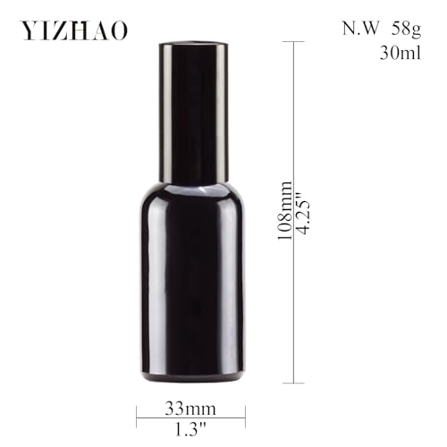 YIZHAO Black Glass Spray Bottles 1oz, with Small Fine Mist Spray, Metal Cap, Refillable for Essential Oil,Travel,Cleaning,Perfume,Aromatherapy,Makeup – 6 Pcs - color: Black, size: 30ml-6