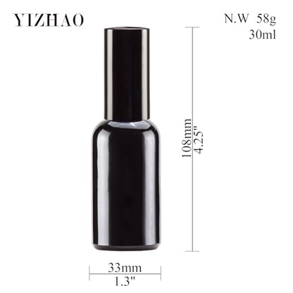 YIZHAO Black Glass Spray Bottles 1oz, with Small Fine Mist Spray, Metal Cap, Refillable for Essential Oil,Travel,Cleaning,Perfume,Aromatherapy,Makeup – 6 Pcs - color: Black, size: 30ml-6