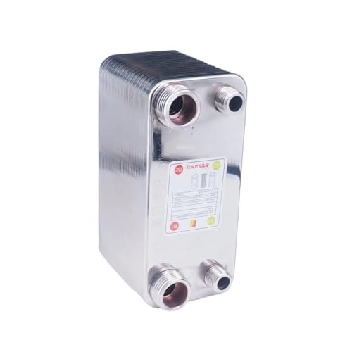 32 Plate Stainless Steel Heat Exchanger Wort Chiller, SUS 304 Homebrew Cooling Cooler, 1/2" & 1" BSPT Male Ports