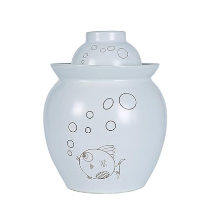 MRYBD Ceramic Pickle Jar With Water Seal,Kimchi Containers, Fermentation Jar, Fermentation Jars Ceramic Pots, Sealed Fermentation Jars With Lids, Sauerkraut Crock White-3.5L - size: 3.5L